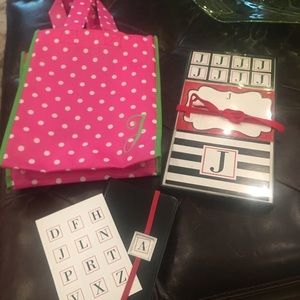 J Initial reusable Bag,Leather Notebook &16 Cards